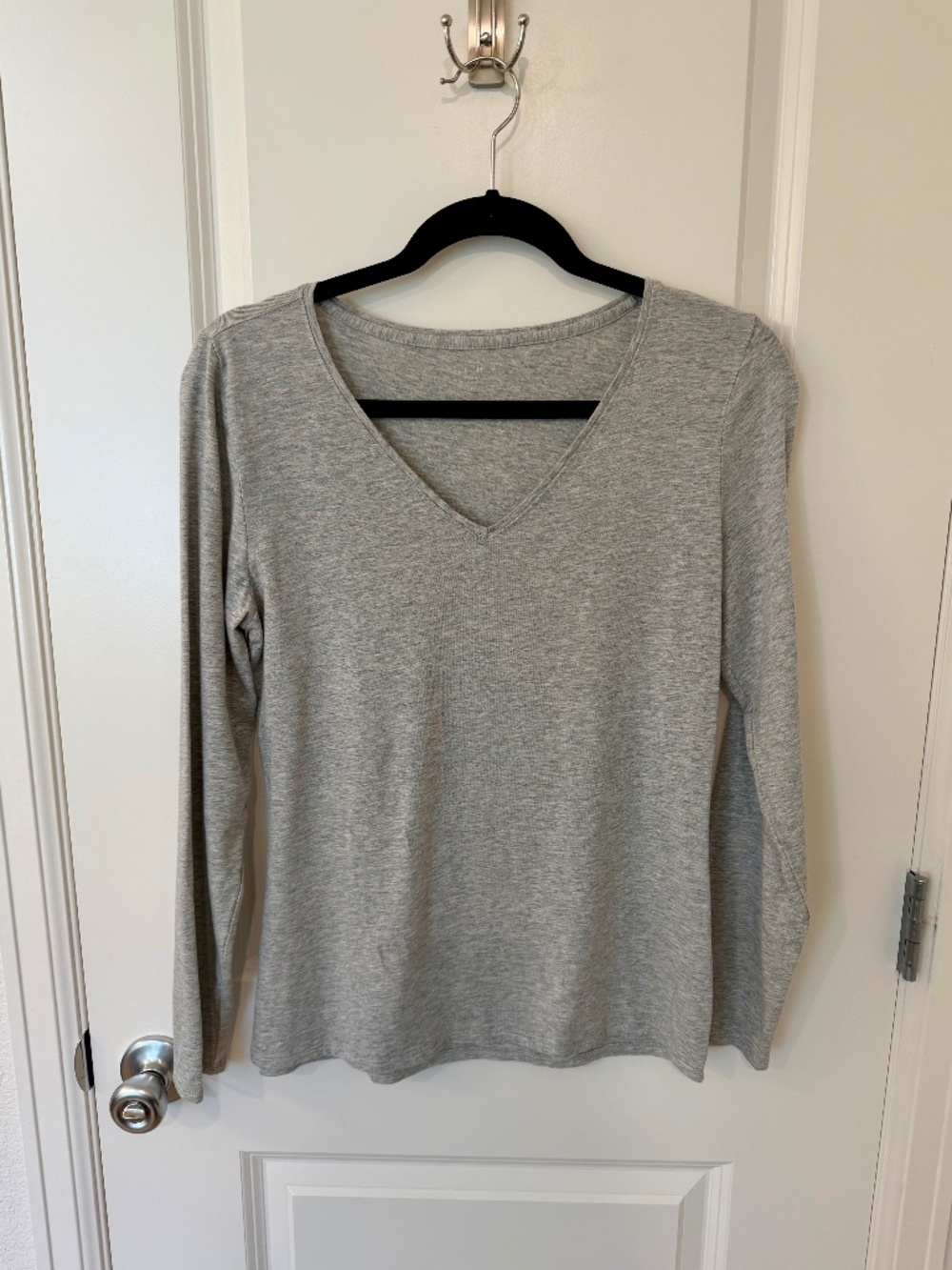 Garnet Hill Essential Tee Long Sleeve Heather Gray